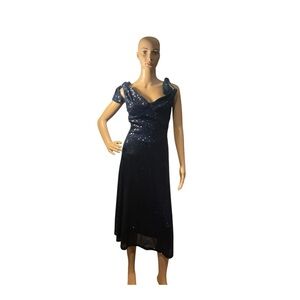 Unique Vintage Women’s Navy Sequin Swing Dress with pockets Size 3x /20